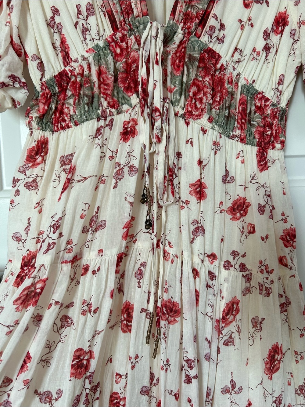 Free People Lysette Ivory Floral Maxi Dress Tea Combo Print Rose Sz S - Picture 14 of 16